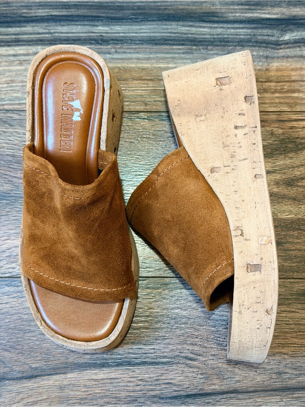 Steve Madden Cellar brown suede platform wedges size 8